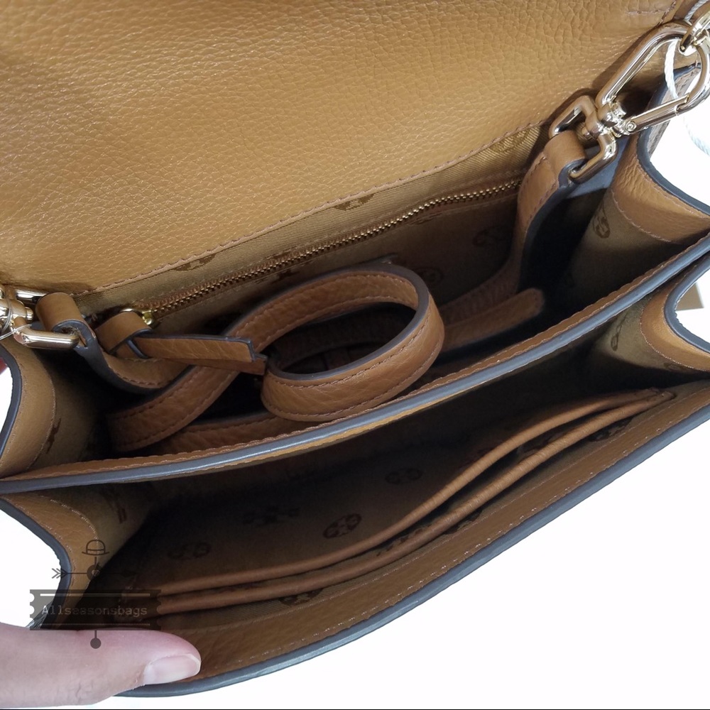 New Tory Burch T Bombe Large Bark Brown Crossbody - Picture 7 of 8